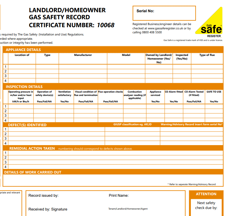 Landlord Gas certificate