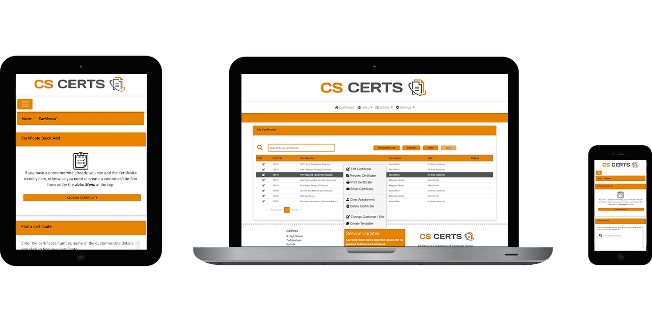 Online certificate form filler