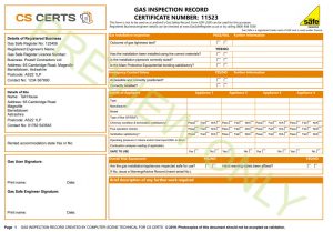 Gas Safety Certificate - Inspection Record Creator