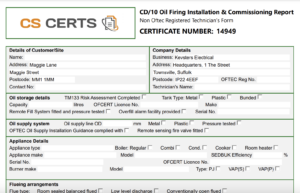 CD10 Oil Certificate